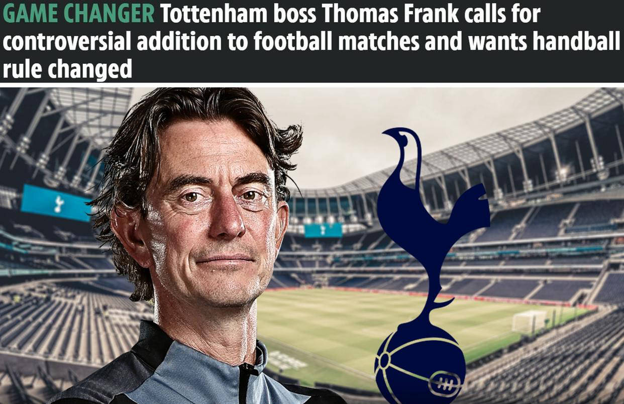 弗兰克建议足(zú)球比赛调整(zhěng)暂停规則(zé)和手球规則(zé)